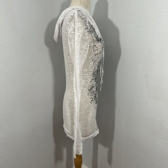 Panhandle Rock Roll T Shirt Womens Small Cowgirl Beaded Hoodie Y2K Gothic Biker - Picture 3 of 13